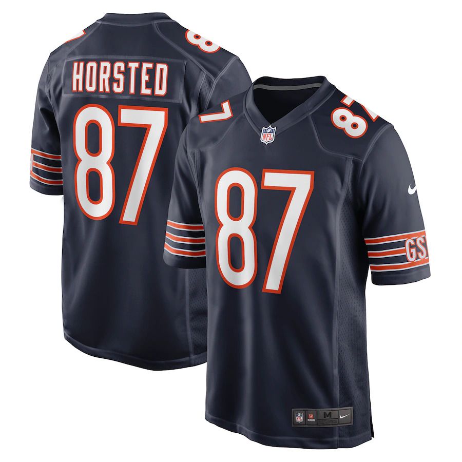 Men Chicago Bears 87 Jesper Horsted Nike Navy Game NFL Jersey